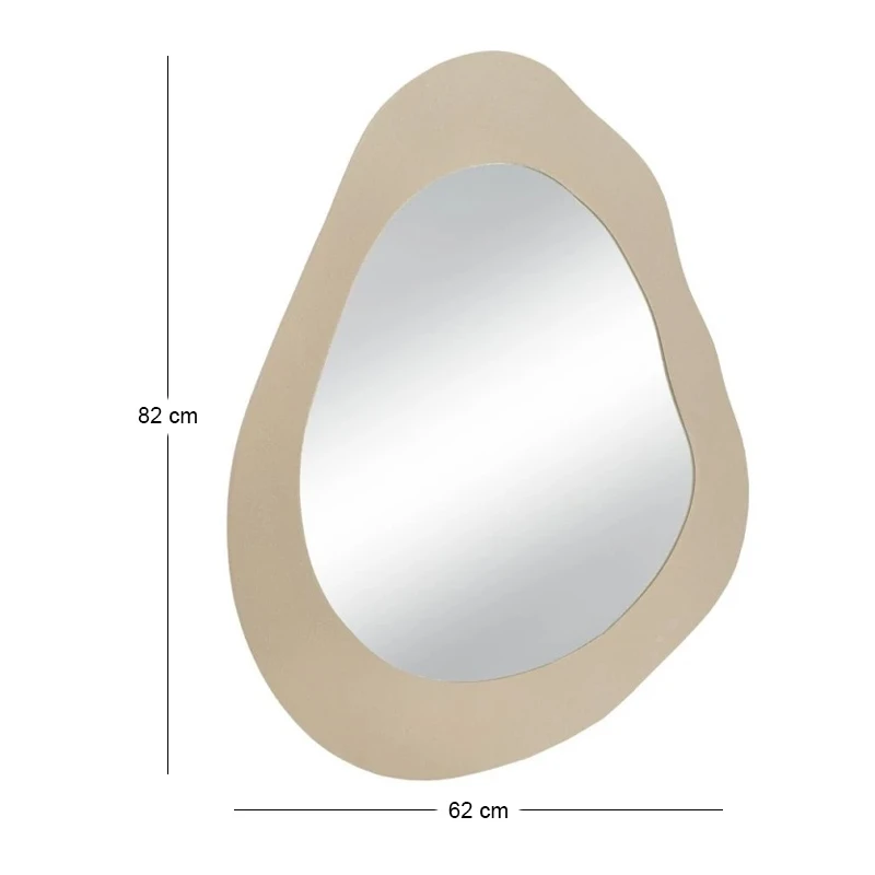 METAL WALL MIRROR WITH IRREGULAR SHAPE IN CREAM COLOR 62X2X82CM