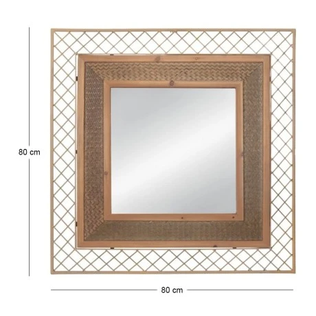 CREAM METAL WALL MIRROR 80X80CM