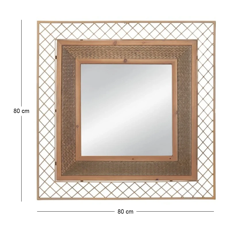 CREAM METAL WALL MIRROR 80X80CM