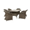 MONTANA Set Alu Table 180x90+6 Armchairs Grey/Brown Wicker