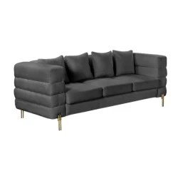 MORRIS Sofa 3-Seater Black Teddy Fabric