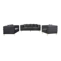 MORRIS Lounge Set (3-S+2-S+1-S) BlackTeddy Fabric MORRIS Lounge Set (3-S+2-S+1-S) BlackTeddy Fabric