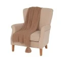 BEIGE KNITTED COUNTERPANE WITH TASSELS 130X170CM