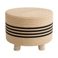 COTTON ROPE ROUND STOOL ΙΝ BEIGE COLOR D29X28CM