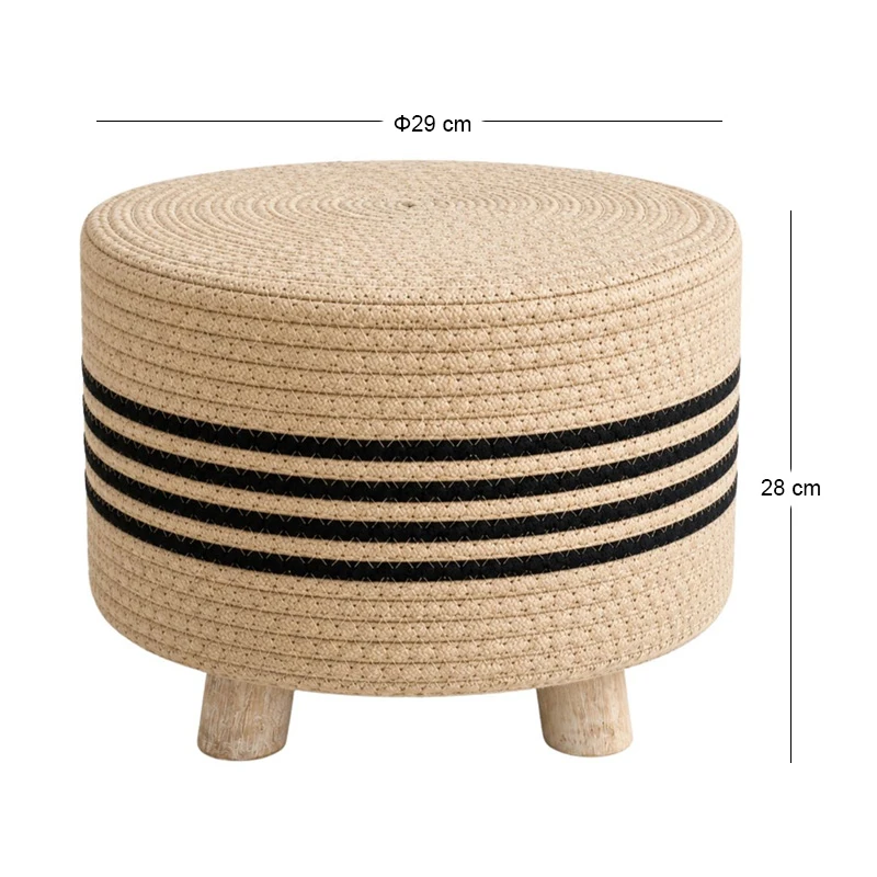 COTTON ROPE ROUND STOOL ΙΝ BEIGE COLOR D29X28CM