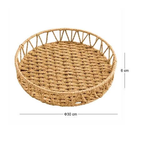NATURAL ROPE TRAY IN BEIGE COLOR D30X6CM