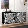 Μπουφές Gradel Megapap χρώμα μαύρο - ασπρόμαυρο 150x35x83,6εκ.