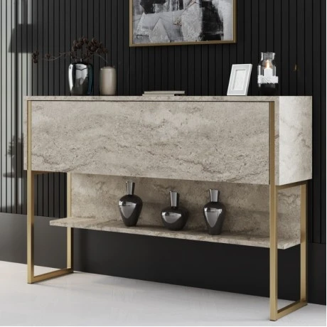 Μπουφές Luxe Megapap χρώμα travertine - χρυσό 120x30x80εκ.