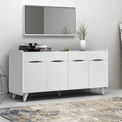 Sila Megapap melamine buffet in white color 140x45x72cm. Sila Megapap melamine buffet in white color 140x45x72cm.
