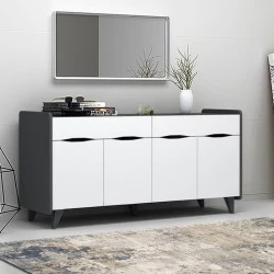 Sila Megapap melamine buffet in white - grey color 140x45x72cm. Sila Megapap melamine buffet in white - grey color 140x45x72cm.