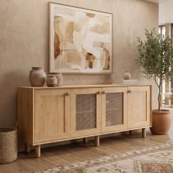 Bohemian Megapap melamine console in oak color 180x40x75cm. Bohemian Megapap melamine console in oak color 180x40x75cm.