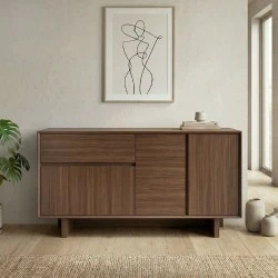 Capri Megapap melamine console in walnut milano color 146x45x76.5cm. Capri Megapap melamine console in walnut milano color 146x45x76.5cm.