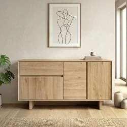 Capri Megapap melamine console in sapphire oak color 146x45x76.5cm. Capri Megapap melamine console in sapphire oak color 146x45x76.5cm.