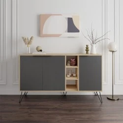 Μπουφές Clara Megapap χρώμα sapphire oak - ανθρακί 142x35,6x83εκ.
