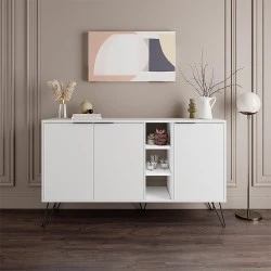 Μπουφές Clara Megapap χρώμα λευκό 142x35,6x83εκ.