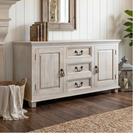 Maison Sardar wooden buffet in antique white color 175x45x76cm.
