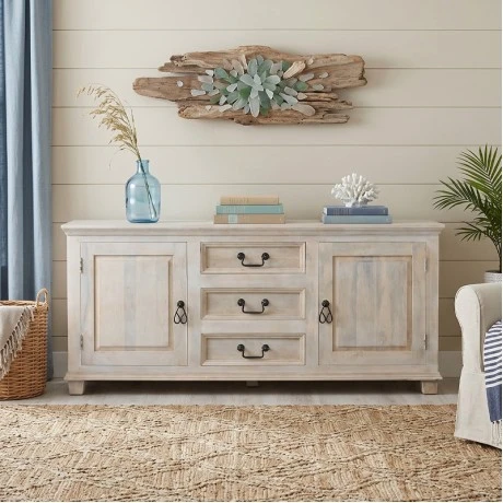 Maison Sardar wooden buffet in antique white color 175x45x76cm.