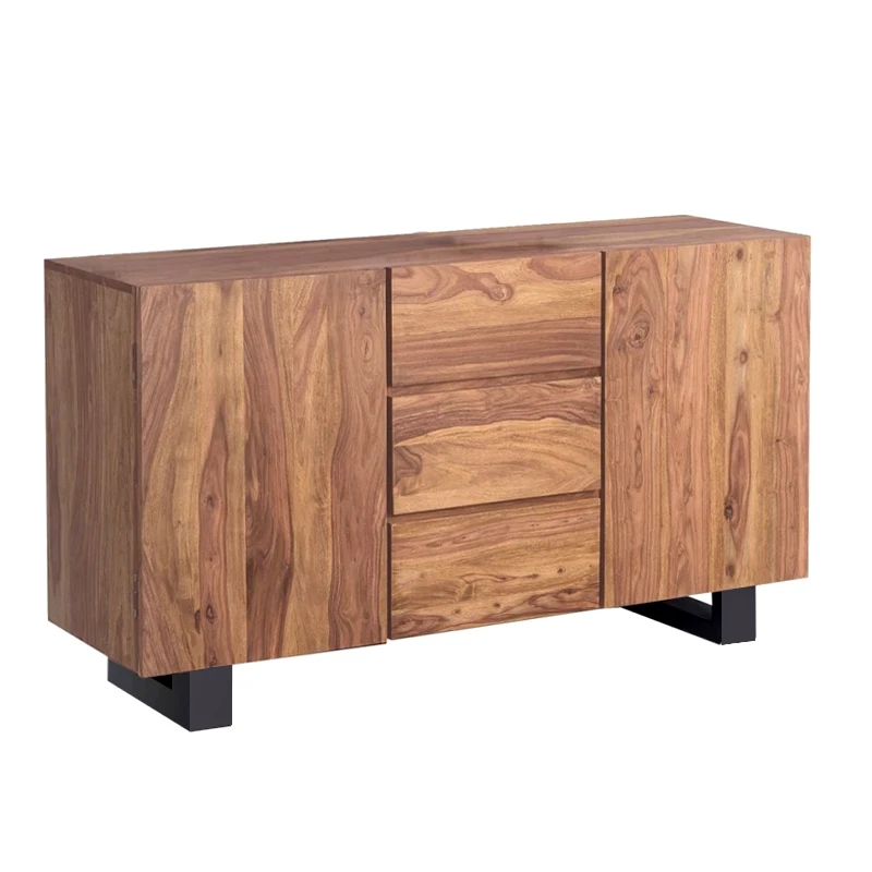 NELSON Buffet 140x45x78 Acacia Natural Finish (Black Paint)
