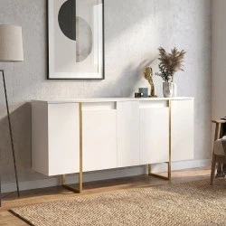 Μπουφές Orontes Megapap χρώμα λευκό - χρυσό 160x35,2x80εκ.