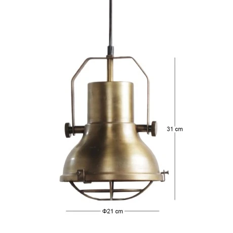 INDUSTRIAL VINTAGE BRASS HANGING LAMP 21X31CM