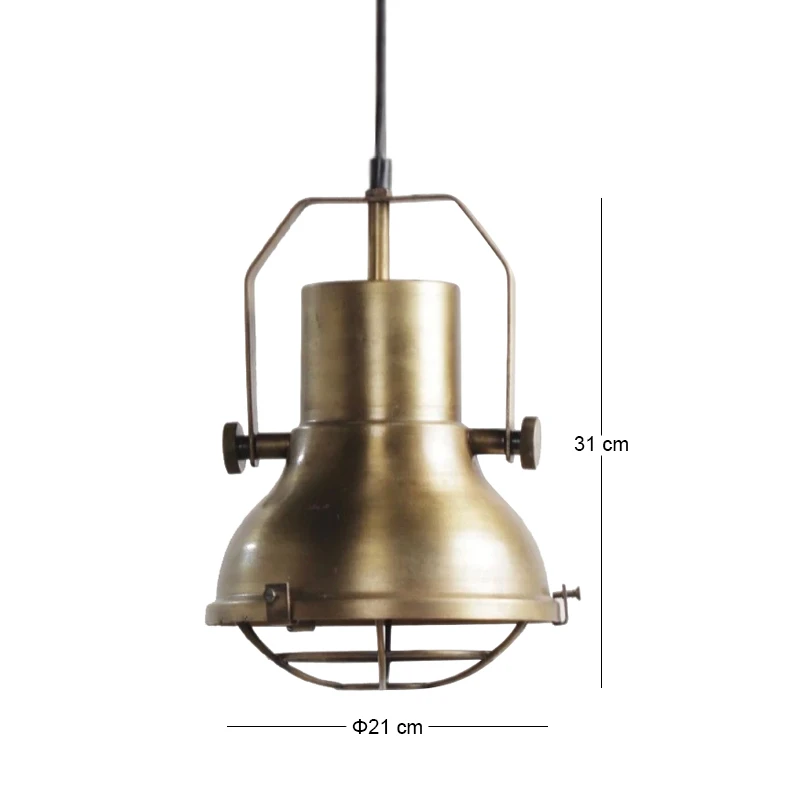 INDUSTRIAL VINTAGE BRASS HANGING LAMP 21X31CM