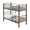 NORTLAN Double Deck Bed 90x190 Metal Black/Wood Walnut