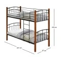 NORTLAN Double Deck Bed 90x190 Metal Black/Wood Walnut
