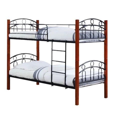 NORTON Double Deck Bed 90x190 Metal Black/Wood Walnut