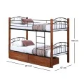 NORTON Double Deck Bed - 2 Drawers 90x190 Metal Black/Wood Walnut