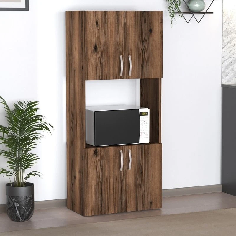 Armado Megapap melamine kitchen cabinet in smoked walnut color 60x32x140cm.