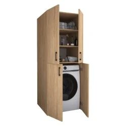 Millay Megapap melamine bathroom - laundry machine cabinet in sapphire oak color 70x70x180cm. Millay Megapap melamine bathroom - laundry machine cabinet in sapphire oak color 70x70x180cm.