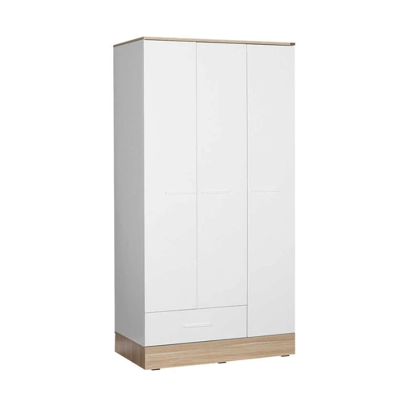 Base Megapap three-door wardrobe in white - sonoma color 103x52x198cm.