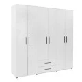 Bianco Megapap 6 doors melamine wardrobe in white color 206x52x213cm.