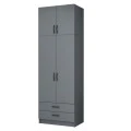 Ricardo Megapap two doors melamine wardrobe with cabinet in anthracite color 80x51,8x240cm.