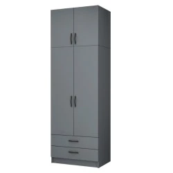 Ricardo Megapap two doors melamine wardrobe with cabinet in anthracite color 80x51,8x240cm. Ricardo Megapap two doors melamine wardrobe with cabinet in anthracite color 80x51,8x240cm.