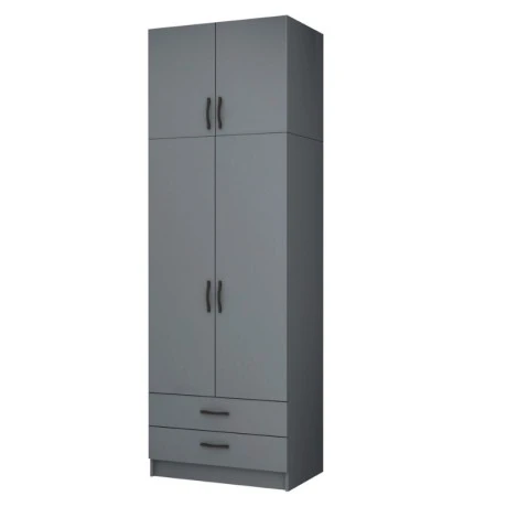 Ricardo Megapap two doors melamine wardrobe with cabinet in anthracite color 80x51,8x240cm.