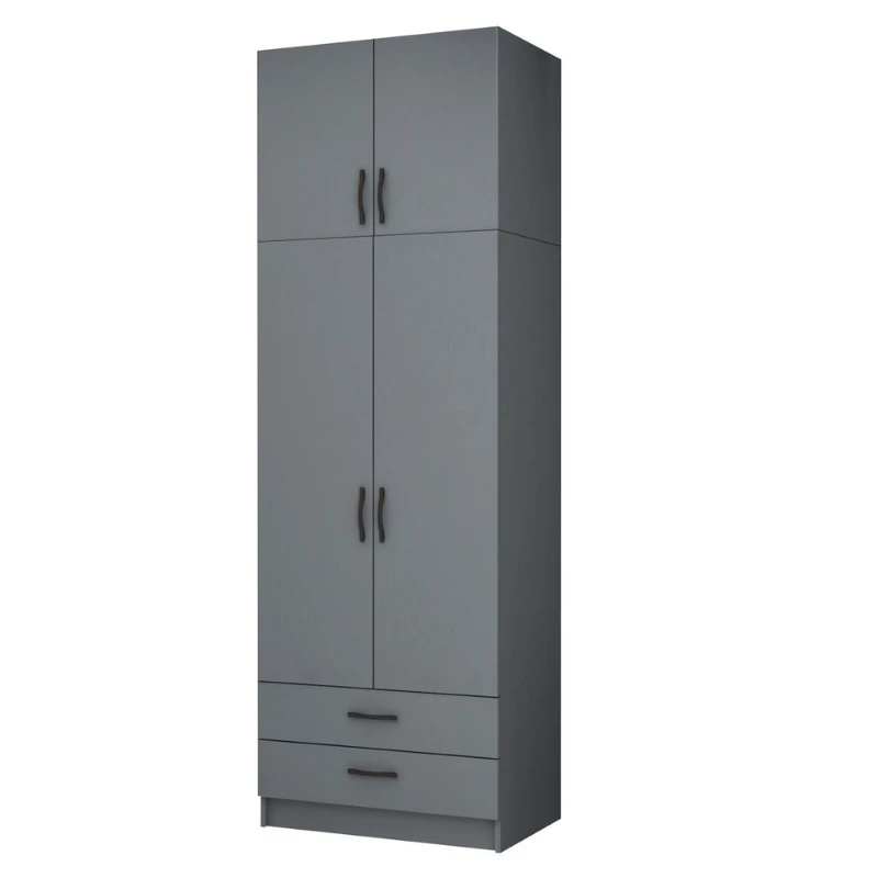 Ricardo Megapap two doors melamine wardrobe with cabinet in anthracite color 80x51,8x240cm.