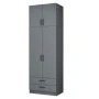 Ricardo Megapap two doors melamine wardrobe with cabinet in anthracite color 80x51,8x240cm.