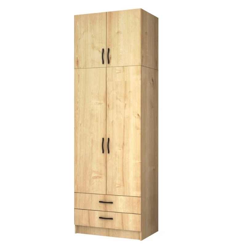 Ricardo Megapap two doors melamine wardrobe with cabinet in oak color 80x51,8x240cm.