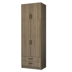 Ricardo Megapap two doors melamine wardrobe with cabinet in walnut color 80x51,8x240cm. Ricardo Megapap two doors melamine wardrobe with cabinet in walnut color 80x51,8x240cm.