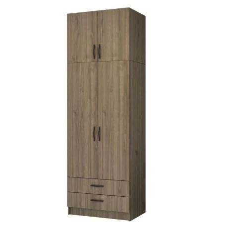 Ricardo Megapap two doors melamine wardrobe with cabinet in walnut color 80x51,8x240cm.