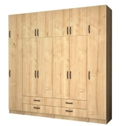 Ricardo Megapap six doors melamine wardrobe with cabinet in oak color 240x51,8x240cm. Ricardo Megapap six doors melamine wardrobe with cabinet in oak color 240x51,8x240cm.