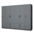 Ricardo Megapap six doors melamine wardrobe in anthracite color 240x51,8x181cm.