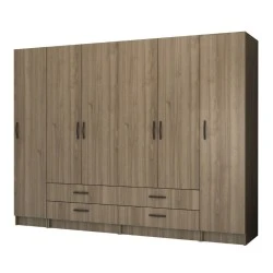 Ricardo Megapap six doors melamine wardrobe in walnut color 240x51,8x181cm. Ricardo Megapap six doors melamine wardrobe in walnut color 240x51,8x181cm.