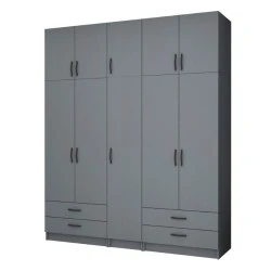 Ricardo Megapap five doors melamine wardrobe with cabinet in anthracite color 200x51,8x240cm. Ricardo Megapap five doors melamine wardrobe with cabinet in anthracite color 200x51,8x240cm.
