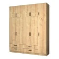 Ricardo Megapap five doors melamine wardrobe with cabinet in oak color 200x51,8x240cm.