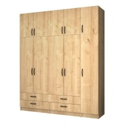 Ricardo Megapap five doors melamine wardrobe with cabinet in oak color 200x51,8x240cm. Ricardo Megapap five doors melamine wardrobe with cabinet in oak color 200x51,8x240cm.