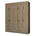 Ricardo Megapap five doors melamine wardrobe with cabinet in walnut color 200x51,8x240cm.