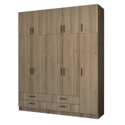 Ricardo Megapap five doors melamine wardrobe with cabinet in walnut color 200x51,8x240cm. Ricardo Megapap five doors melamine wardrobe with cabinet in walnut color 200x51,8x240cm.