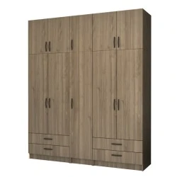Ricardo Megapap five doors melamine wardrobe with cabinet in walnut color 200x51,8x240cm. Ricardo Megapap five doors melamine wardrobe with cabinet in walnut color 200x51,8x240cm.